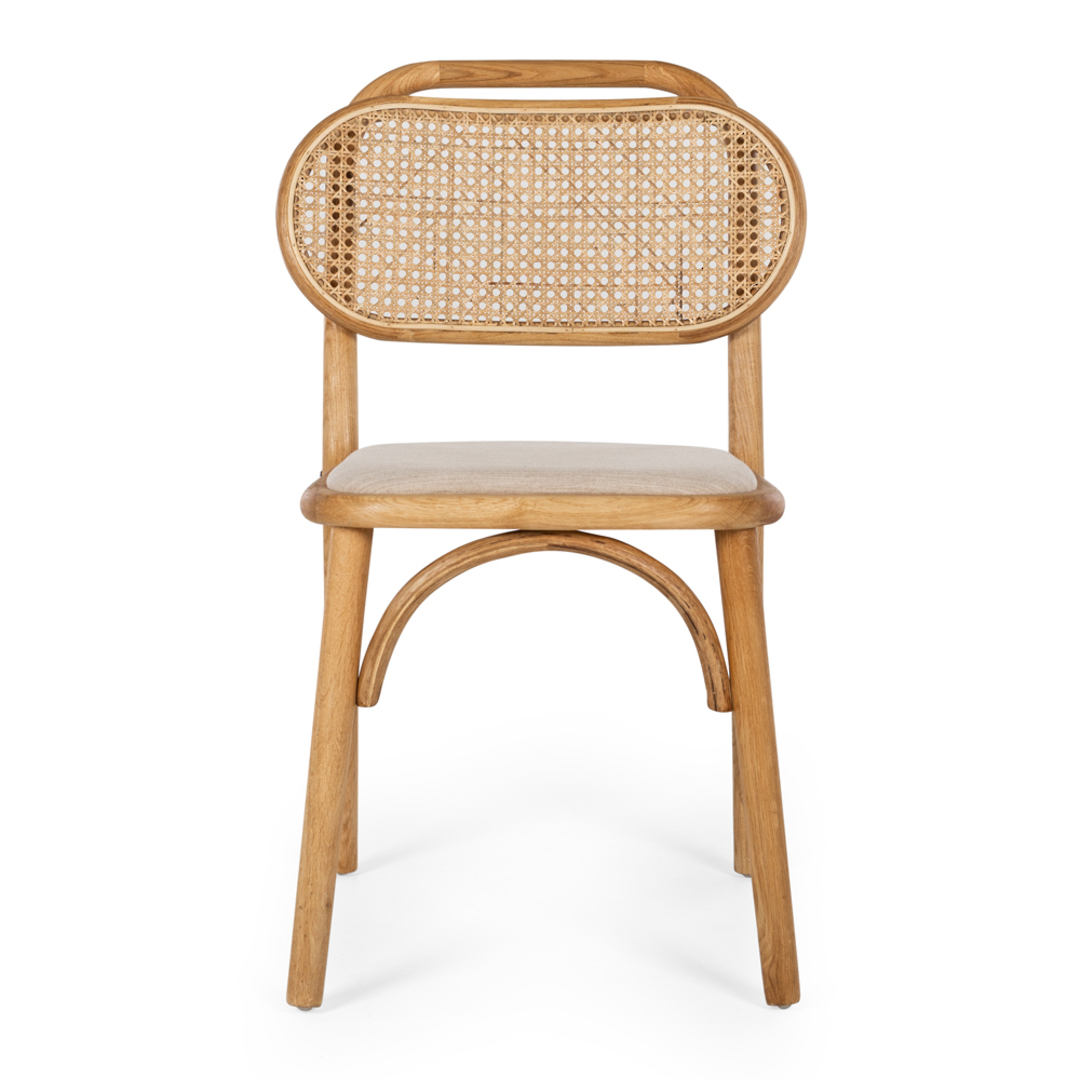 Mina Chair Natural Oak Rattan with Fabric Seat image 1
